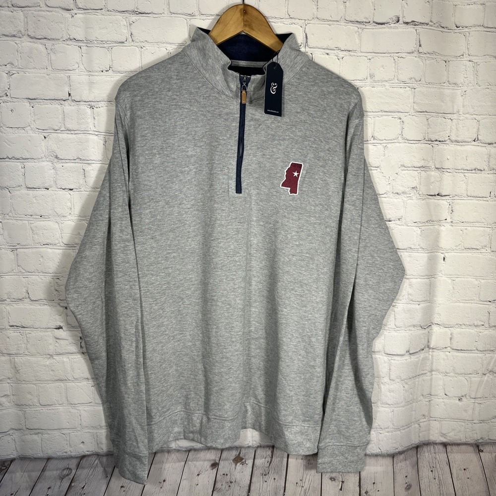 Collars & Co Quarter 1/4 Zip Sweater XL Mississippi Long Sleeve Golf Cloud New